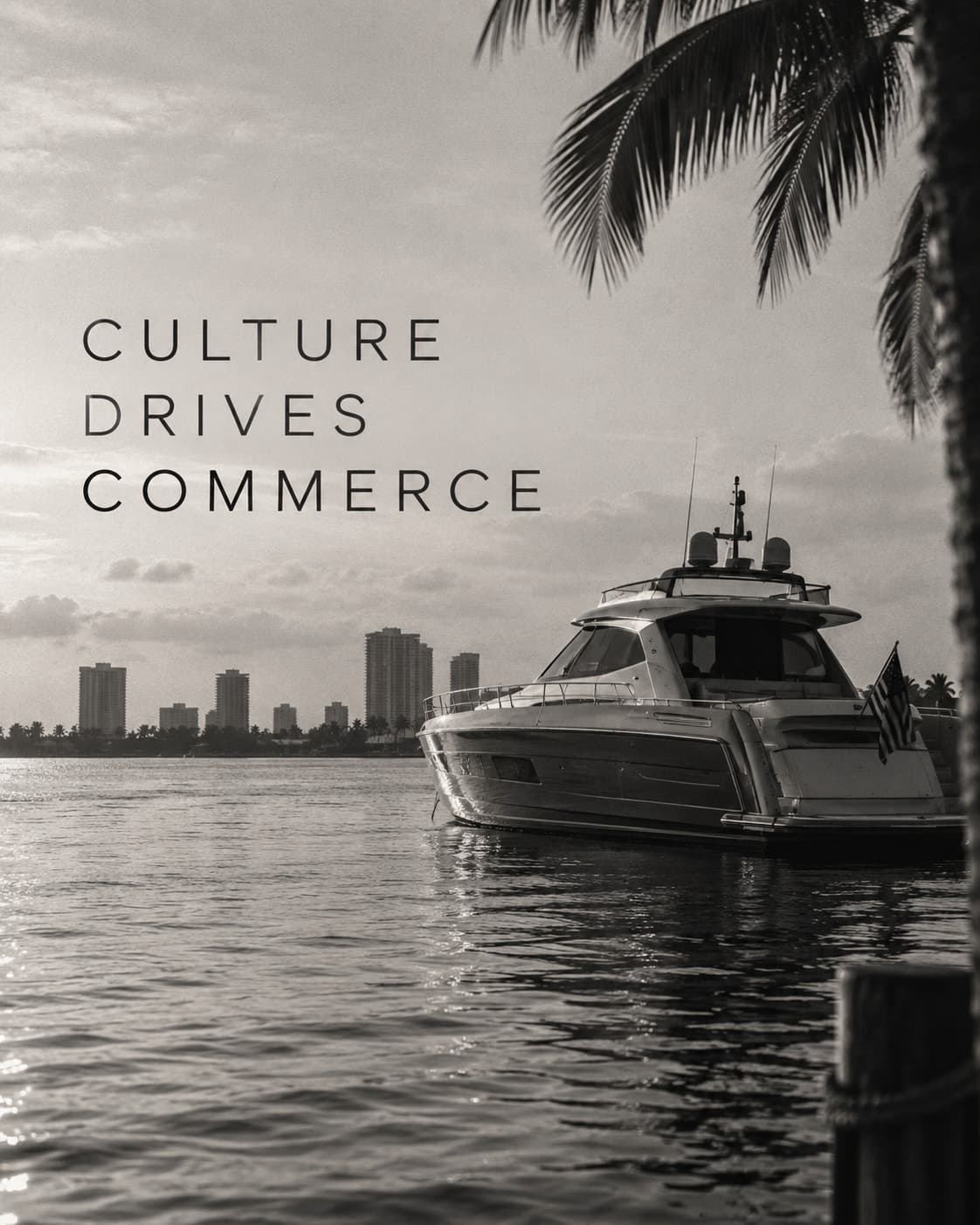 Boat on the water along the South Florida skyline